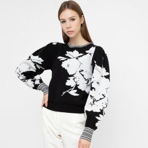 Twin-Set Monochrome Floral Sweater size medium